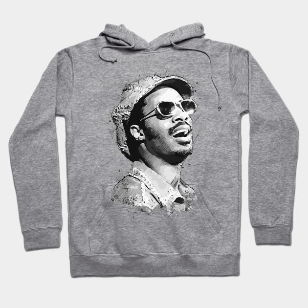 Young Stevie Wonder  in Abstract Art Hoodie by Yopi